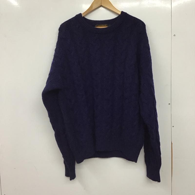 エディーバウアー Eddie Bauer ニット、セーター 長袖 長袖ニットカットソー クルーネック セーター L  紺 / ネイビー / navy メンズ USED 古着 中古 10156462