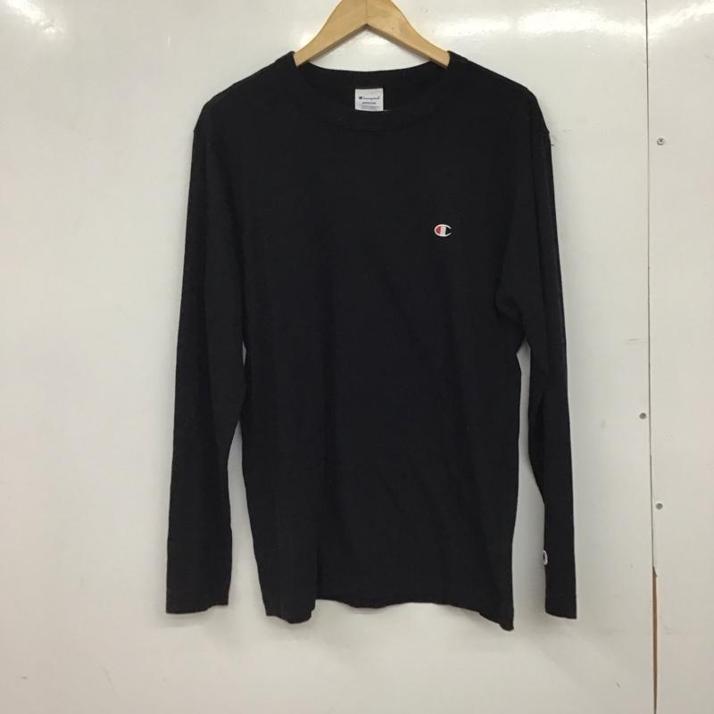 チャンピオン Champion カットソー 長袖 長袖カットソー ロゴカットソー クルーネック M ロゴ、文字 黒 / ブラック / black メンズ USED 古着 中古 10156466