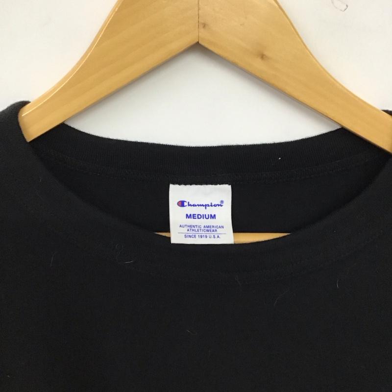 チャンピオン Champion カットソー 長袖 長袖カットソー ロゴカットソー クルーネック M ロゴ、文字 黒 / ブラック / black メンズ USED 古着 中古 10156466