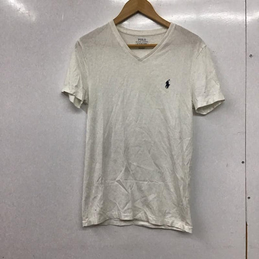 ポロラルフローレン POLO RALPH LAUREN Tシャツ 半袖 半袖カットソー プリントTシャツ Vネックカットソー XS ロゴ、文字 白 / ホワイト / white メンズ USED 古着 中古 10156472