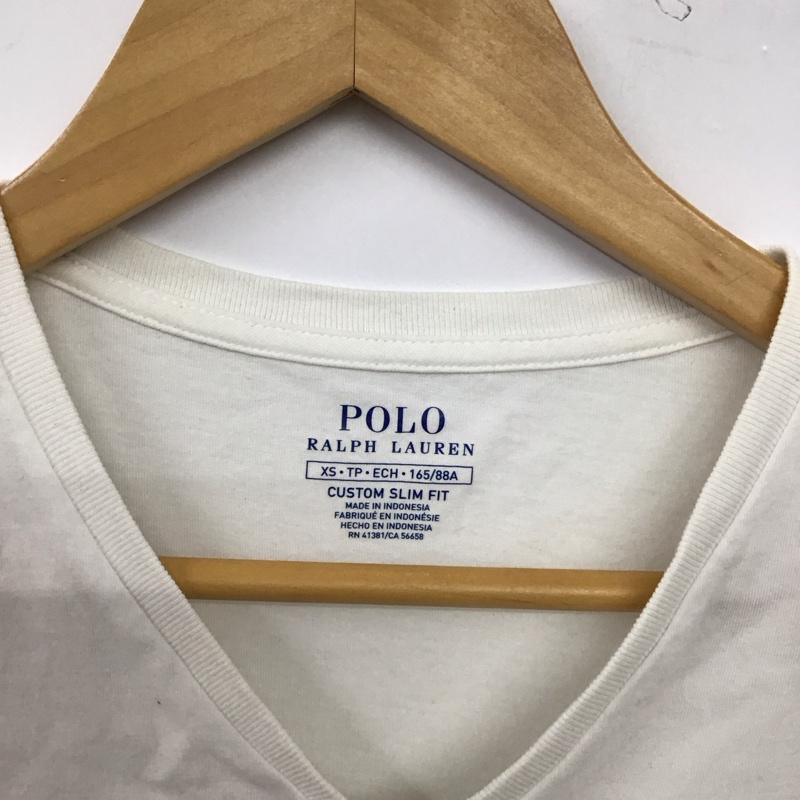 ポロラルフローレン POLO RALPH LAUREN Tシャツ 半袖 半袖カットソー プリントTシャツ Vネックカットソー XS ロゴ、文字 白 / ホワイト / white メンズ USED 古着 中古 10156472