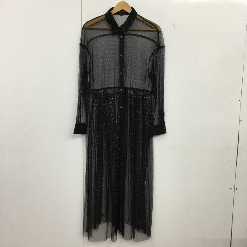 ジルスチュアート JILLSTUART ワンピース ロングスカート 長袖ロングワンピース シャツワンピース フロントボタン 4 総柄 黒 / ブラック / black レディース USED 古着 中古 10156507