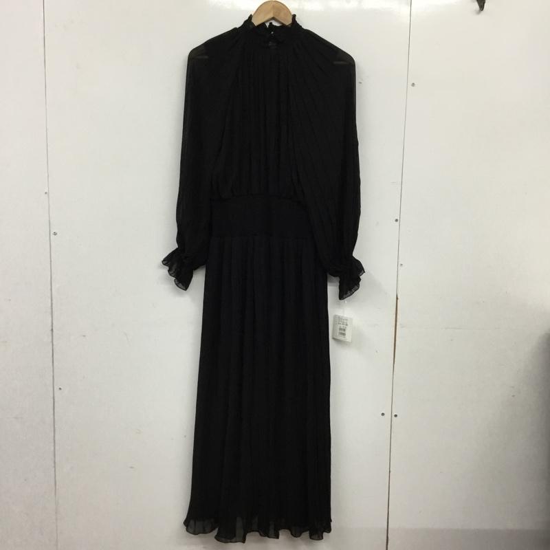 リルフェテ Rire Fete ワンピース ひざ丈スカート 長袖ロングワンピース フレアスカート 38 無地 黒 / ブラック / black レディース USED 古着 中古 10156510