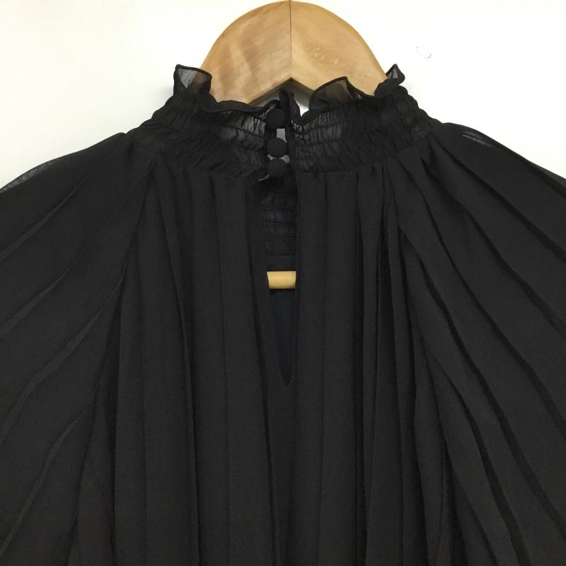 リルフェテ Rire Fete ワンピース ひざ丈スカート 長袖ロングワンピース フレアスカート 38 無地 黒 / ブラック / black レディース USED 古着 中古 10156510