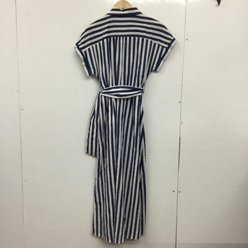ザラ ZARA ワンピース ロングスカート 半袖ロングワンピース シャツワンピース S ストライプ 白 / ホワイト / white X 青 / ブルー / blue レディース USED 古着 中古 10156514