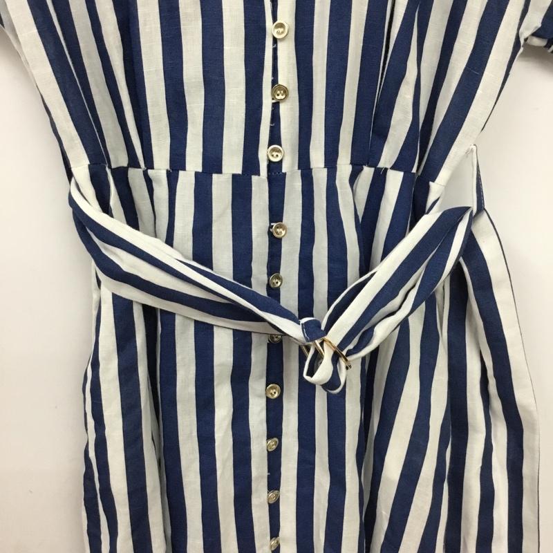 ザラ ZARA ワンピース ロングスカート 半袖ロングワンピース シャツワンピース S ストライプ 白 / ホワイト / white X 青 / ブルー / blue レディース USED 古着 中古 10156514
