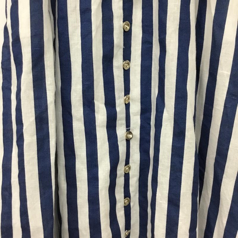 ザラ ZARA ワンピース ロングスカート 半袖ロングワンピース シャツワンピース S ストライプ 白 / ホワイト / white X 青 / ブルー / blue レディース USED 古着 中古 10156514