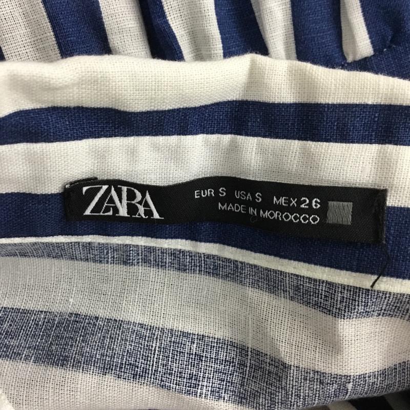ザラ ZARA ワンピース ロングスカート 半袖ロングワンピース シャツワンピース S ストライプ 白 / ホワイト / white X 青 / ブルー / blue レディース USED 古着 中古 10156514