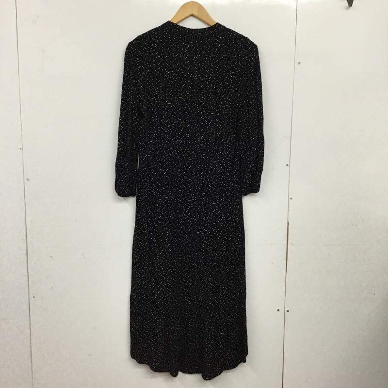ザラ ZARA ワンピース ロングスカート 長袖ロングワンピース Vネック M ドット 黒 / ブラック / black レディース USED 古着 中古 10156519
