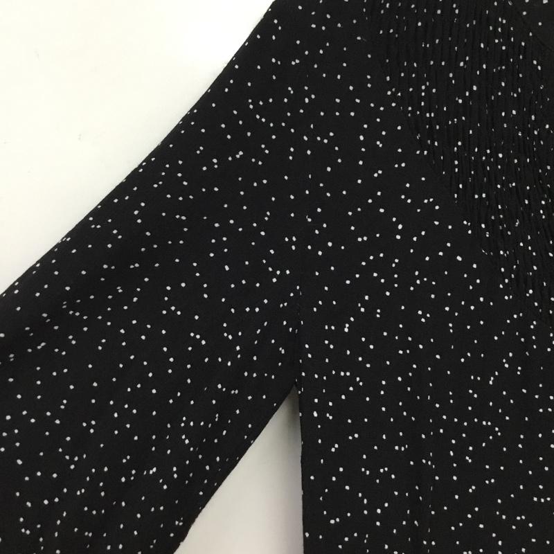 ザラ ZARA ワンピース ロングスカート 長袖ロングワンピース Vネック M ドット 黒 / ブラック / black レディース USED 古着 中古 10156519