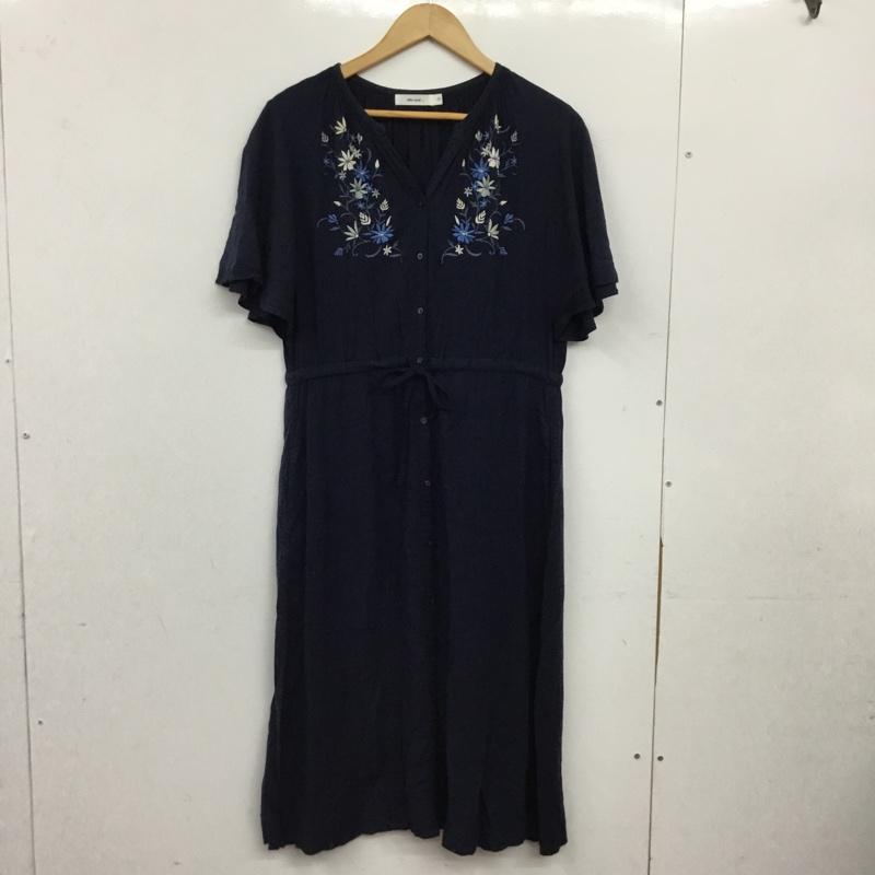 ニコアンド niko and... ワンピース ロングスカート 半袖シャツワンピース ロングワンピース 3 刺繍 紺 / ネイビー / navy レディース USED 古着 中古 10156523