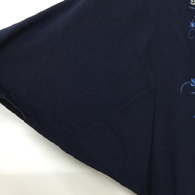 ニコアンド niko and... ワンピース ロングスカート 半袖シャツワンピース ロングワンピース 3 刺繍 紺 / ネイビー / navy レディース USED 古着 中古 10156523