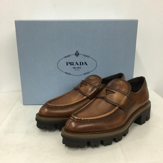 プラダ PRADA ローファー ローファー トライアングルロゴ 厚底ローファー 38 箱有 ロゴ、文字 茶 / ブラウン / brown レディース USED 古着 中古 10156529