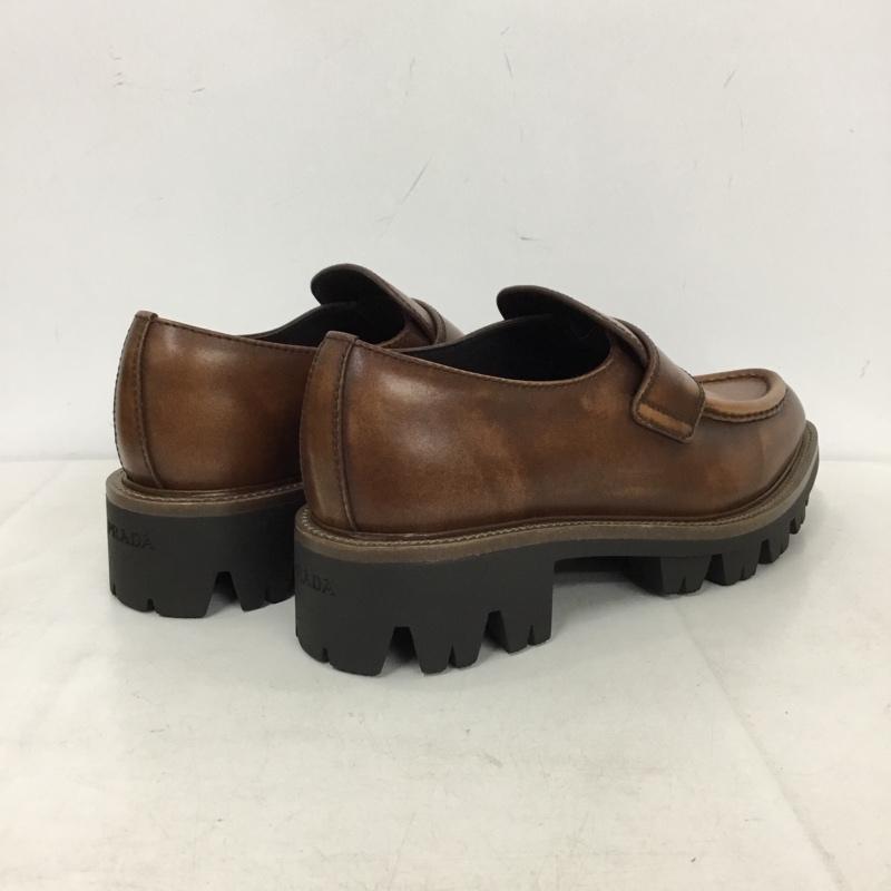 プラダ PRADA ローファー ローファー トライアングルロゴ 厚底ローファー 38 箱有 ロゴ、文字 茶 / ブラウン / brown レディース USED 古着 中古 10156529