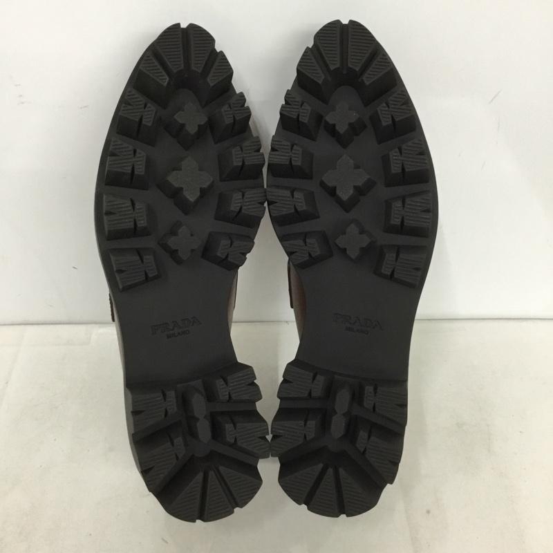 プラダ PRADA ローファー ローファー トライアングルロゴ 厚底ローファー 38 箱有 ロゴ、文字 茶 / ブラウン / brown レディース USED 古着 中古 10156529