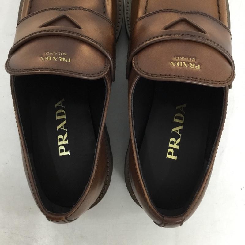 プラダ PRADA ローファー ローファー トライアングルロゴ 厚底ローファー 38 箱有 ロゴ、文字 茶 / ブラウン / brown レディース USED 古着 中古 10156529