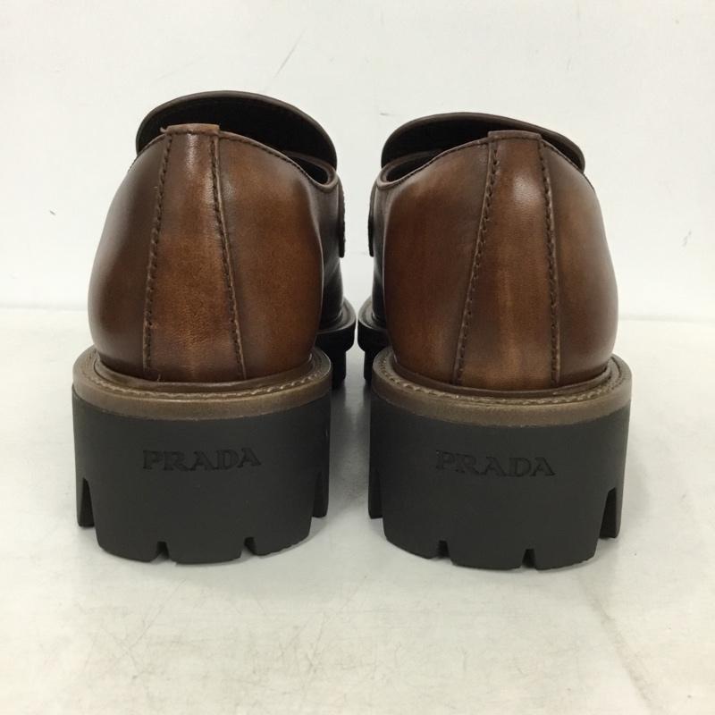 プラダ PRADA ローファー ローファー トライアングルロゴ 厚底ローファー 38 箱有 ロゴ、文字 茶 / ブラウン / brown レディース USED 古着 中古 10156529
