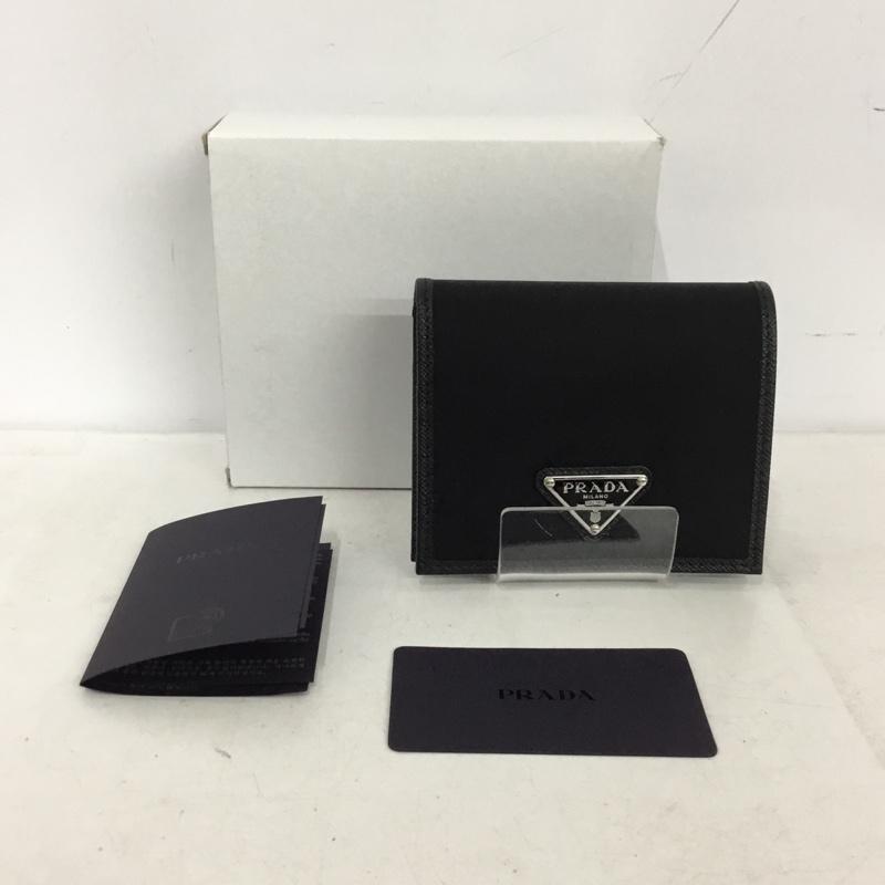 プラダ PRADA 財布 二つ折り 2MO008 トライアングルロゴ 箱有 ロゴ、文字 黒 / ブラック / black メンズ USED 古着 中古 10156550