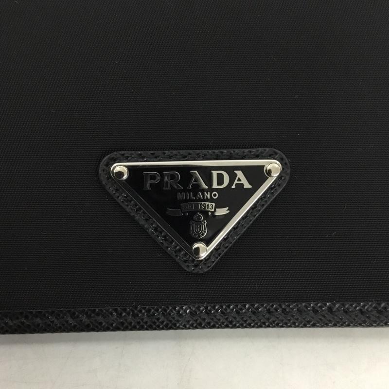 プラダ PRADA 財布 二つ折り 2MO008 トライアングルロゴ 箱有 ロゴ、文字 黒 / ブラック / black メンズ USED 古着 中古 10156550