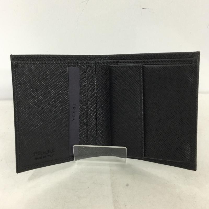 プラダ PRADA 財布 二つ折り 2MO008 トライアングルロゴ 箱有 ロゴ、文字 黒 / ブラック / black メンズ USED 古着 中古 10156550