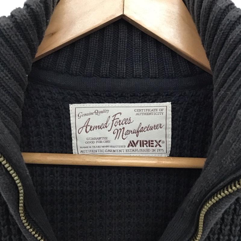 アヴィレックス AVIREX ジャケット、上着 ジャンパー、ブルゾン ジップアップニットジャケット 長袖ニットジャケット M ロゴ、文字 ダークグレー / ダークグレー / メンズ USED 古着 中古 10156556