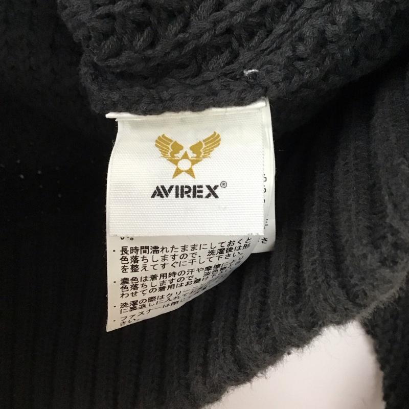 アヴィレックス AVIREX ジャケット、上着 ジャンパー、ブルゾン ジップアップニットジャケット 長袖ニットジャケット M ロゴ、文字 ダークグレー / ダークグレー / メンズ USED 古着 中古 10156556