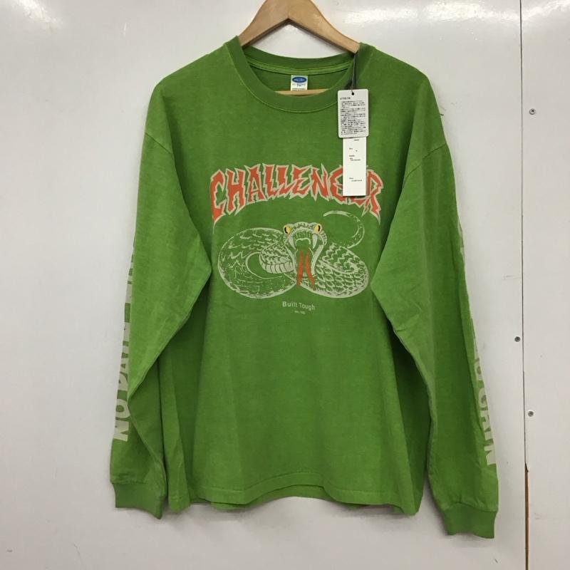 チャレンジャー CHALLENGER カットソー 長袖 長袖カットソー プリントカットソー クルーネック M プリント 緑 / グリーン / green メンズ USED 古着 中古 10156559