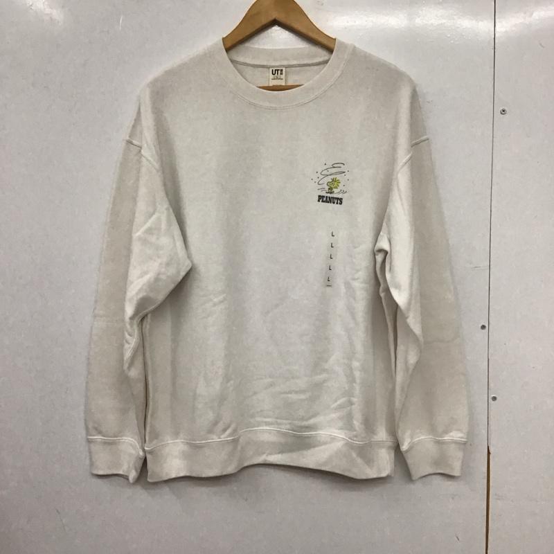 ユニクロ UNIQLO トレーナー 長袖 341-482743 長袖トレーナー スウェット L プリント オフホワイト / オフホワイト / メンズ USED 古着 中古 10156562
