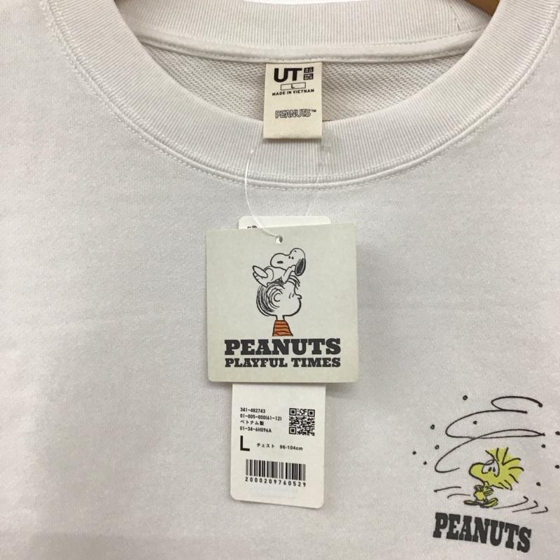 ユニクロ UNIQLO トレーナー 長袖 341-482743 長袖トレーナー スウェット L プリント オフホワイト / オフホワイト / メンズ USED 古着 中古 10156562