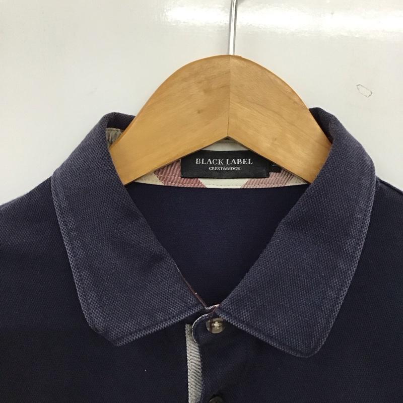 ブラックレーベルクレストブリッジ BLACK LABEL CRESTBRIDGE ポロシャツ 半袖 半袖ポロシャツ カラーシャツ 半袖カットソー M 無地 紺 / ネイビー / navy メンズ USED 古着 中古 10156565
