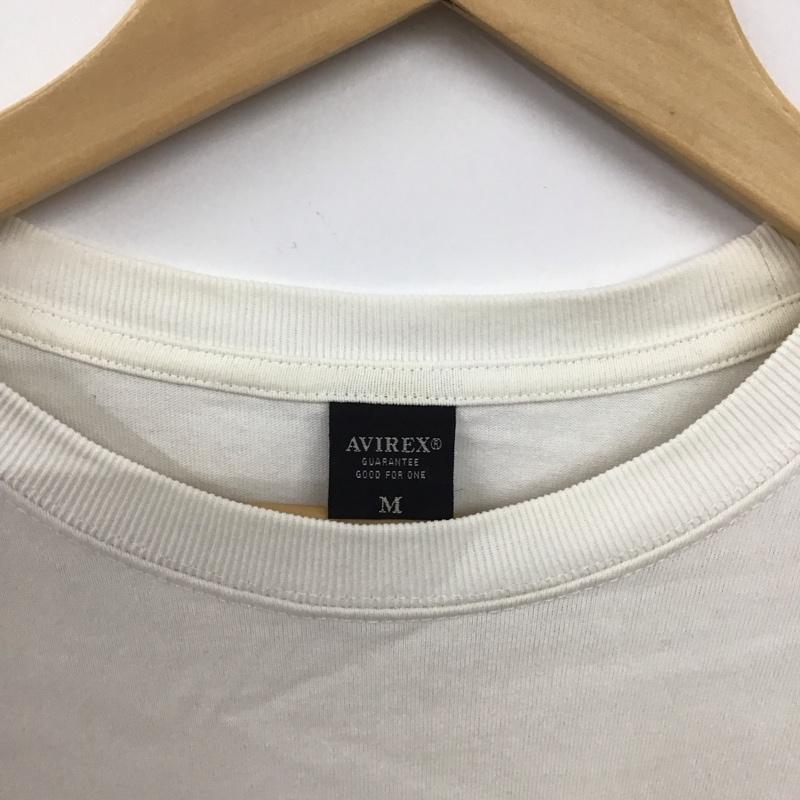 アヴィレックス AVIREX Tシャツ 半袖 半袖カットソー プリントTシャツ クルーネックカットソー M ロゴ、文字 白 / ホワイト / white メンズ USED 古着 中古 10156566