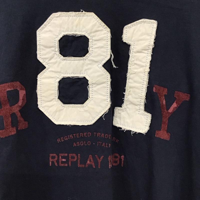 リプレイ REPLAY カットソー 長袖 長袖カットソー プリントカットソー クルーネック L ロゴ、文字 紺 / ネイビー / navy メンズ USED 古着 中古 10156569
