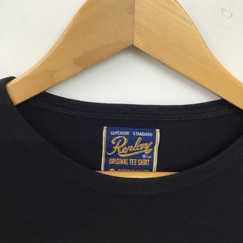 リプレイ REPLAY カットソー 長袖 長袖カットソー プリントカットソー クルーネック L ロゴ、文字 紺 / ネイビー / navy メンズ USED 古着 中古 10156569