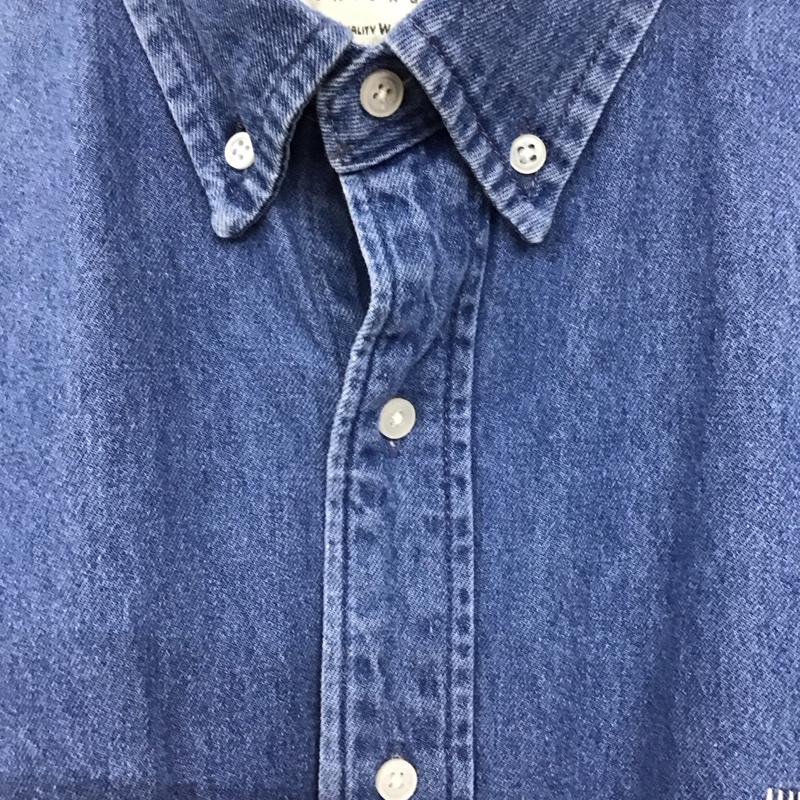 ユニバーサルオーバーオール UNIVERSAL OVERALL シャツ、ブラウス 長袖 長袖シャツ デニムシャツ カラーシャツ L ロゴ、文字 インディゴ / インディゴ / Indigo メンズ USED 古着 中古 10156574
