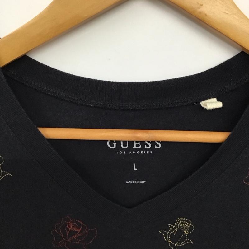 ゲス Guess Tシャツ 半袖 半袖カットソー プリントTシャツ Vネックカットソー L プリント 紺 / ネイビー / navy メンズ USED 古着 中古 10156585