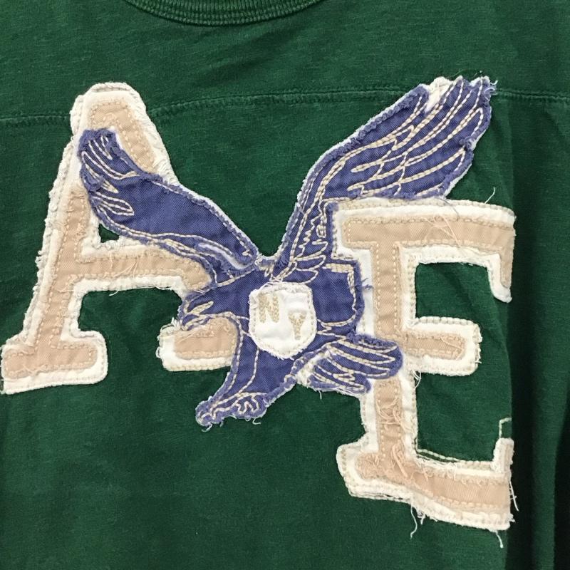 アメリカンイーグル AMERICANEAGLE Tシャツ 半袖 半袖カットソー プリントTシャツ クルーネックカットソー L ロゴ、文字 緑 / グリーン / green メンズ USED 古着 中古 10156586