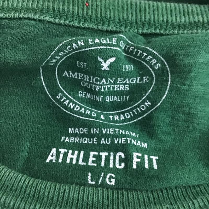 アメリカンイーグル AMERICANEAGLE Tシャツ 半袖 半袖カットソー プリントTシャツ クルーネックカットソー L ロゴ、文字 緑 / グリーン / green メンズ USED 古着 中古 10156586