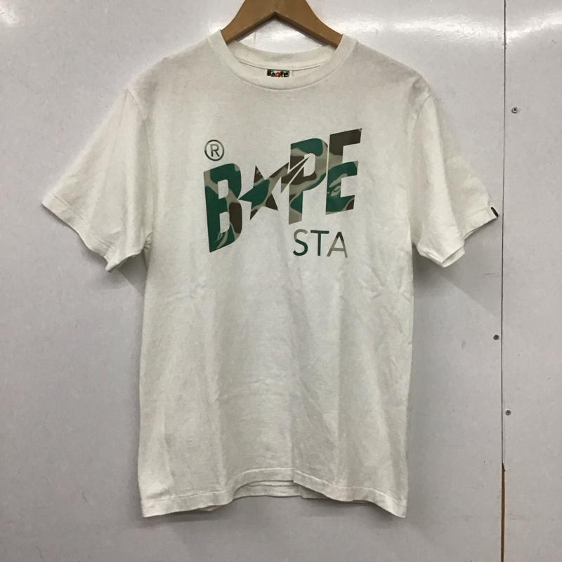 ベイプ BAPE Tシャツ 半袖 半袖カットソー プリントTシャツ クルーネックカットソー M ロゴ、文字 白 / ホワイト / white メンズ USED 古着 中古 10156614
