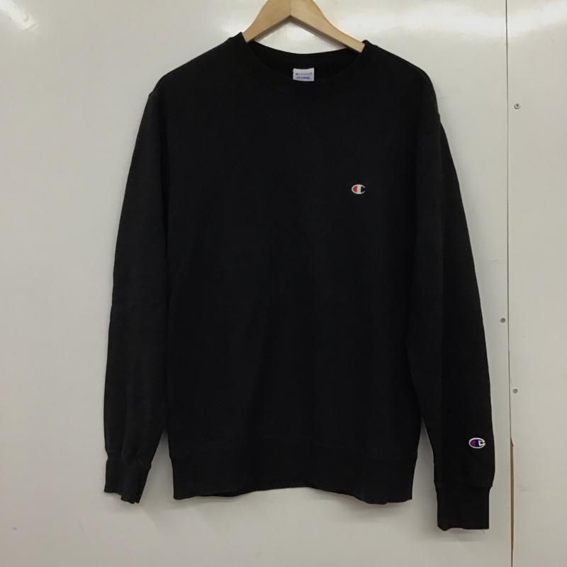 チャンピオン Champion トレーナー 長袖 長袖トレーナー スウェット クルーネック プルオーバー XXL ロゴ、文字 黒 / ブラック / black メンズ USED 古着 中古 10156618