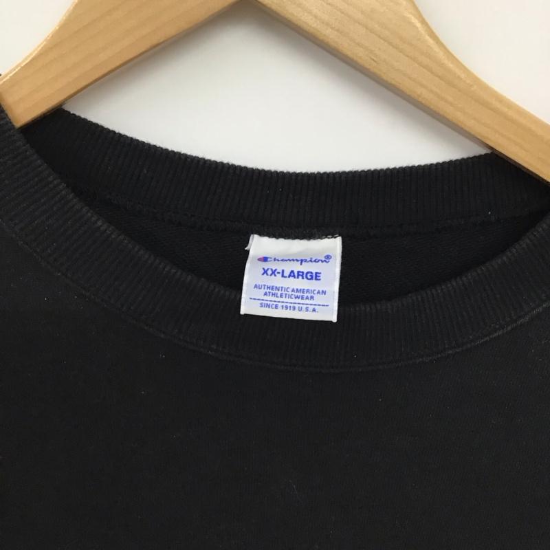 チャンピオン Champion トレーナー 長袖 長袖トレーナー スウェット クルーネック プルオーバー XXL ロゴ、文字 黒 / ブラック / black メンズ USED 古着 中古 10156618