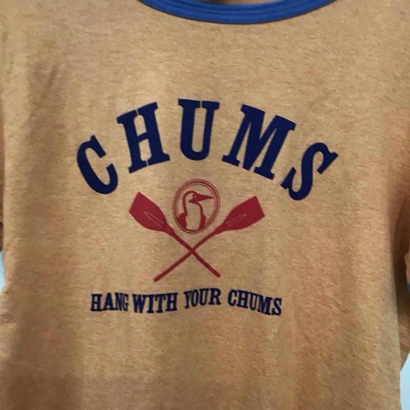 チャムス CHUMS Tシャツ 半袖 半袖カットソー プリントTシャツ クルーネックカットソー S ロゴ、文字 橙 / オレンジ / orange メンズ USED 古着 中古 10156619