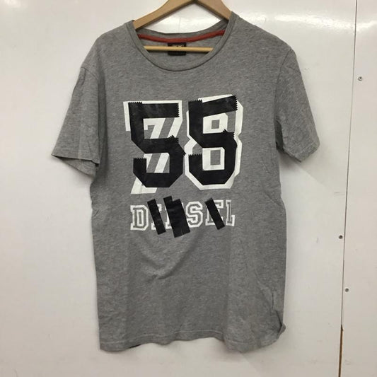 フィフティーファイブディーエスエル 55DSL Tシャツ 半袖 半袖カットソー プリントTシャツ クルーネックカットソー L ロゴ、文字 灰 / グレー / gray メンズ USED 古着 中古 10156620