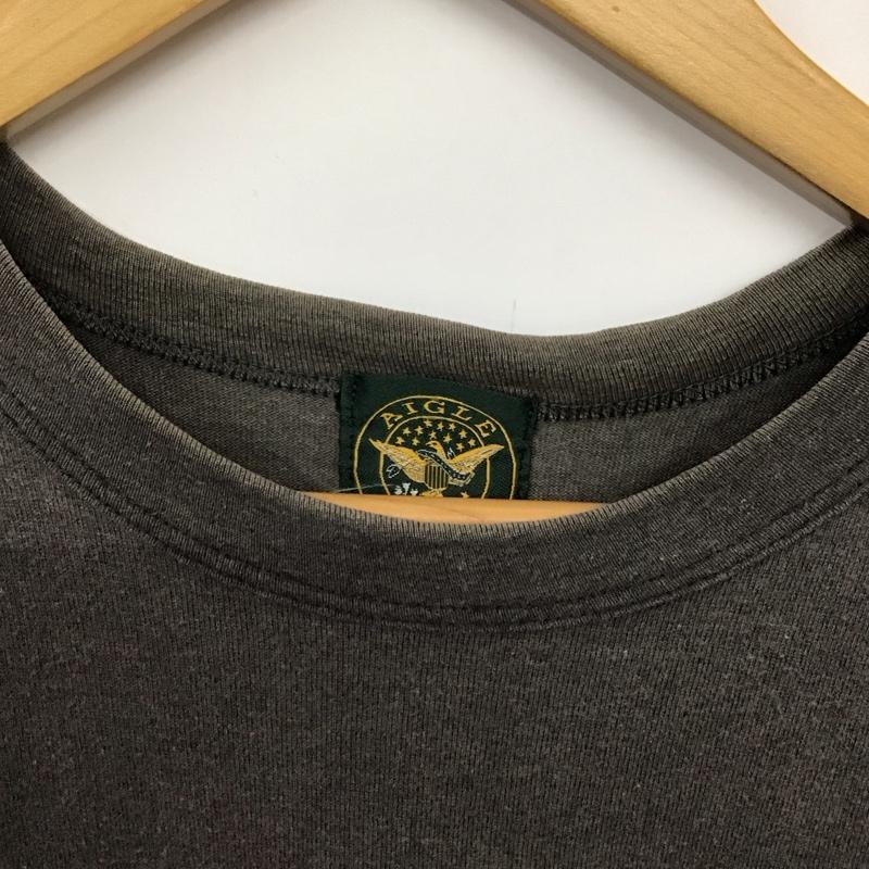 エーグル AIGLE Tシャツ 半袖 半袖カットソー プリントTシャツ クルーネックカットソー ロゴ、文字 ダークグレー / ダークグレー / メンズ USED 古着 中古 10156623