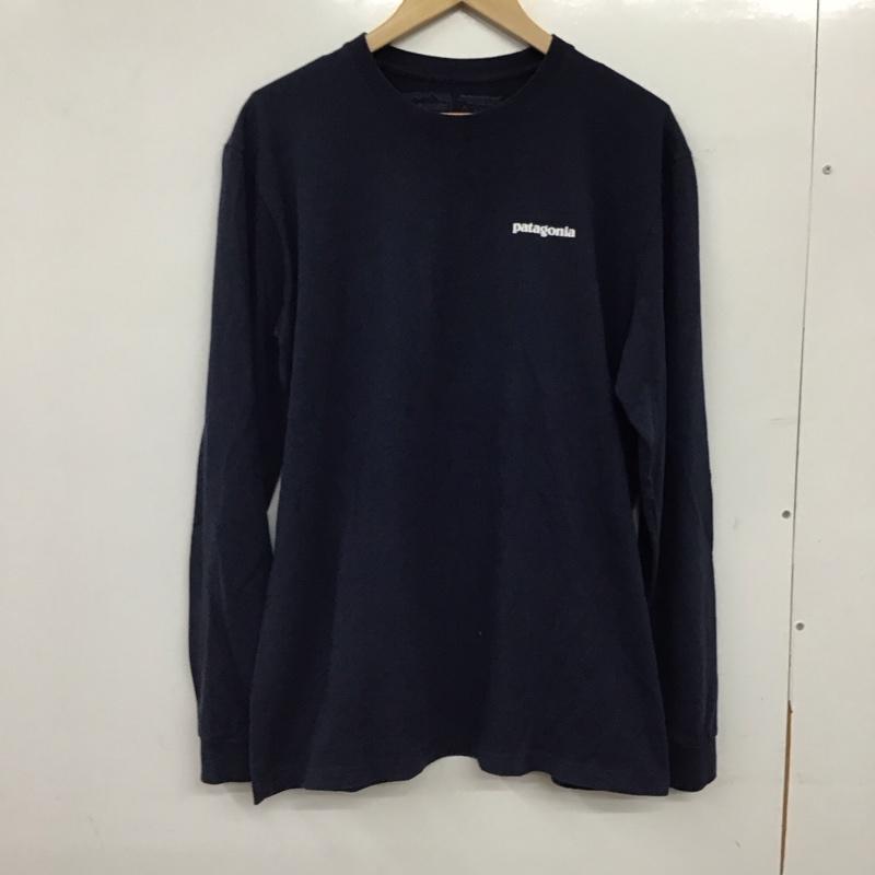 パタゴニア patagonia カットソー 長袖 長袖カットソー プリントカットソー クルーネック M ロゴ、文字 紺 / ネイビー / navy メンズ USED 古着 中古 10156628