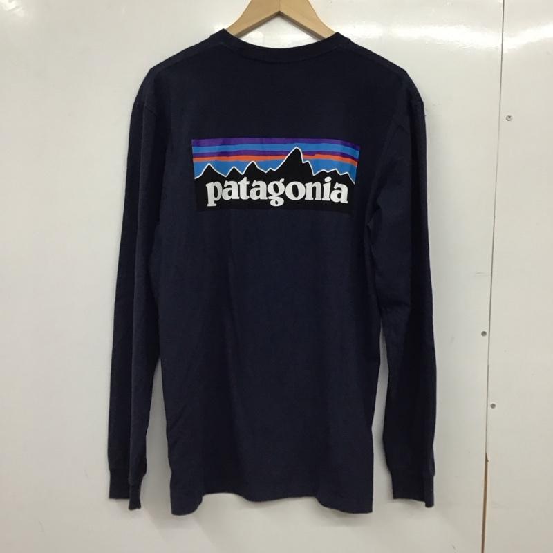 パタゴニア patagonia カットソー 長袖 長袖カットソー プリントカットソー クルーネック M ロゴ、文字 紺 / ネイビー / navy メンズ USED 古着 中古 10156628
