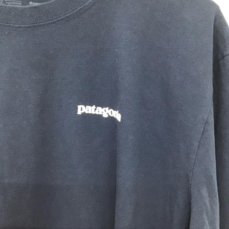 パタゴニア patagonia カットソー 長袖 長袖カットソー プリントカットソー クルーネック M ロゴ、文字 紺 / ネイビー / navy メンズ USED 古着 中古 10156628