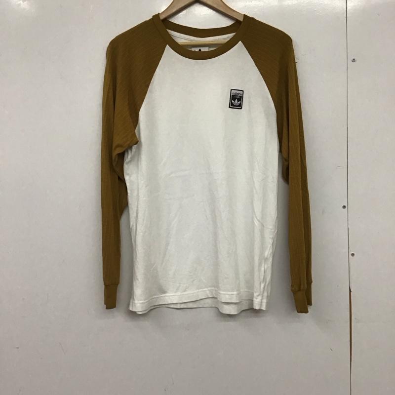アディダス adidas カットソー 長袖 長袖カットソー ラグラン クルーネックカットソー プリントTシャツ ロゴ、文字 白 / ホワイト / white メンズ USED 古着 中古 10156630