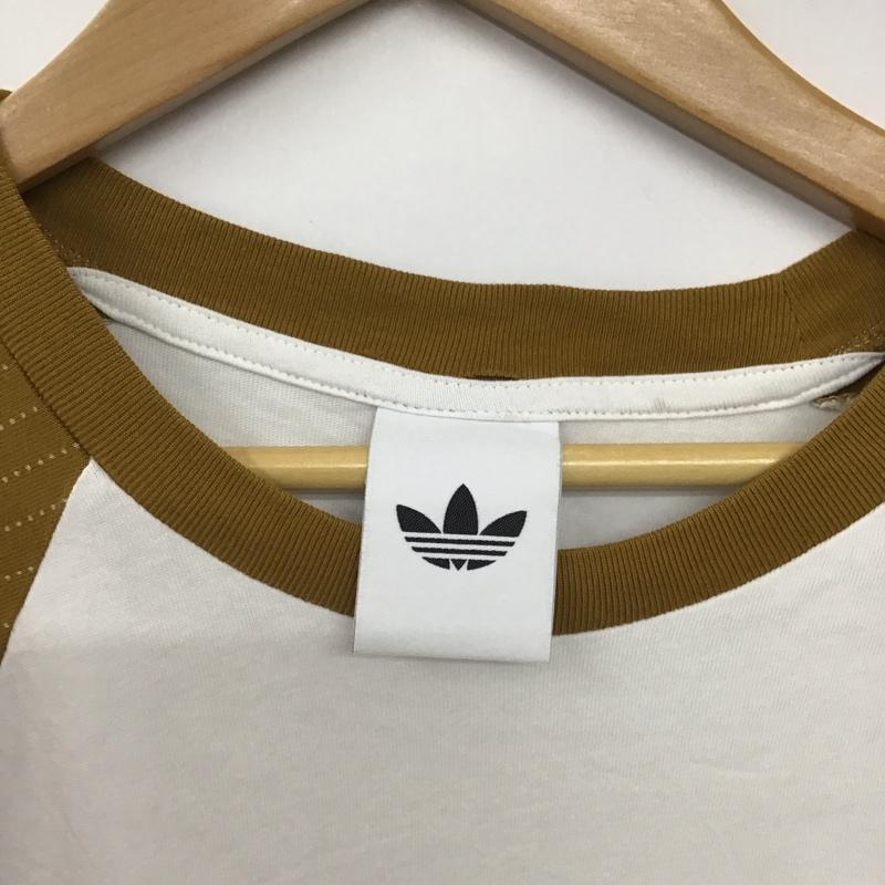 アディダス adidas カットソー 長袖 長袖カットソー ラグラン クルーネックカットソー プリントTシャツ ロゴ、文字 白 / ホワイト / white メンズ USED 古着 中古 10156630