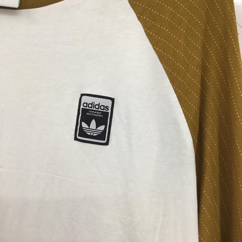 アディダス adidas カットソー 長袖 長袖カットソー ラグラン クルーネックカットソー プリントTシャツ ロゴ、文字 白 / ホワイト / white メンズ USED 古着 中古 10156630