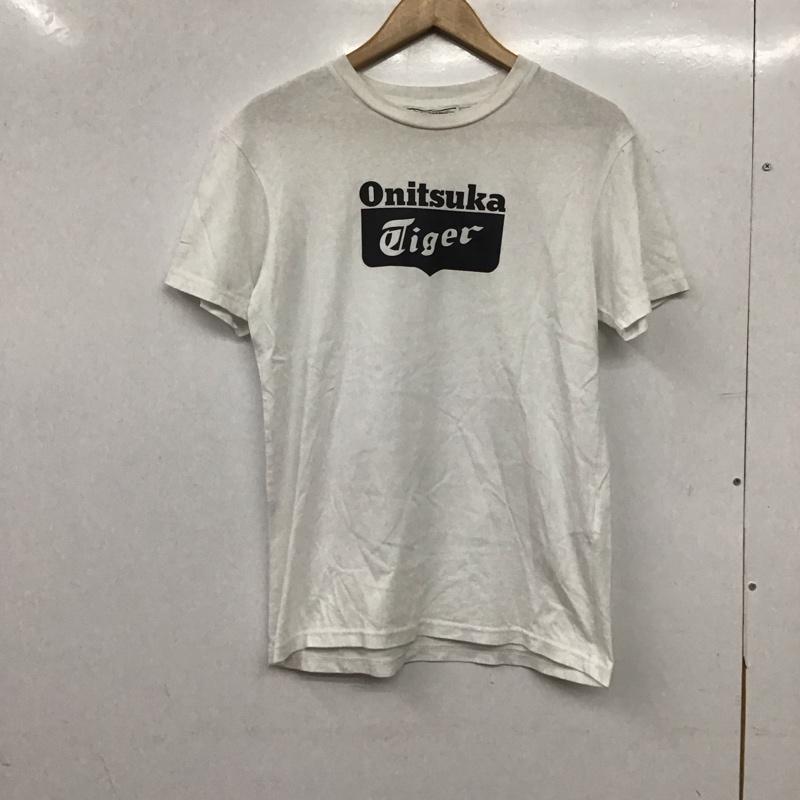 オニツカタイガー ONITSUKA TIGER Tシャツ 半袖 半袖カットソー プリントTシャツ クルーネックカットソー S ロゴ、文字 白 / ホワイト / white メンズ USED 古着 中古 10156633